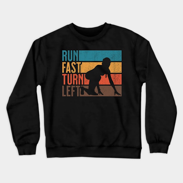 Run Fast Turn Left Sprint Dash Runners 100m 200m 400m Gift Crewneck Sweatshirt by grendelfly73